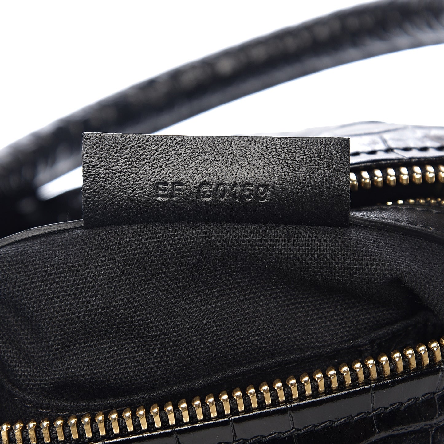 Calfskin Crocodile Embossed Small Pandora Black