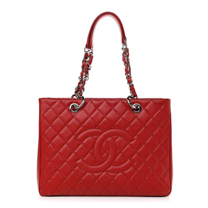 Chanel Caviar Quilted Grand Shopping Tote GST Red 1 of 12