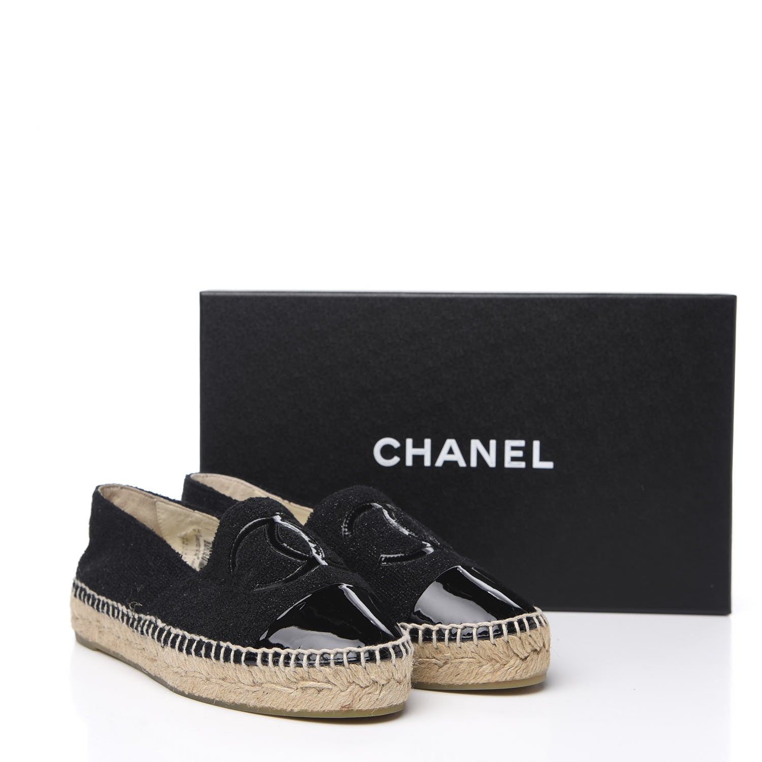 Chanel Fabric Patent Calfskin CC Espadrilles 36 Black 10 of 10