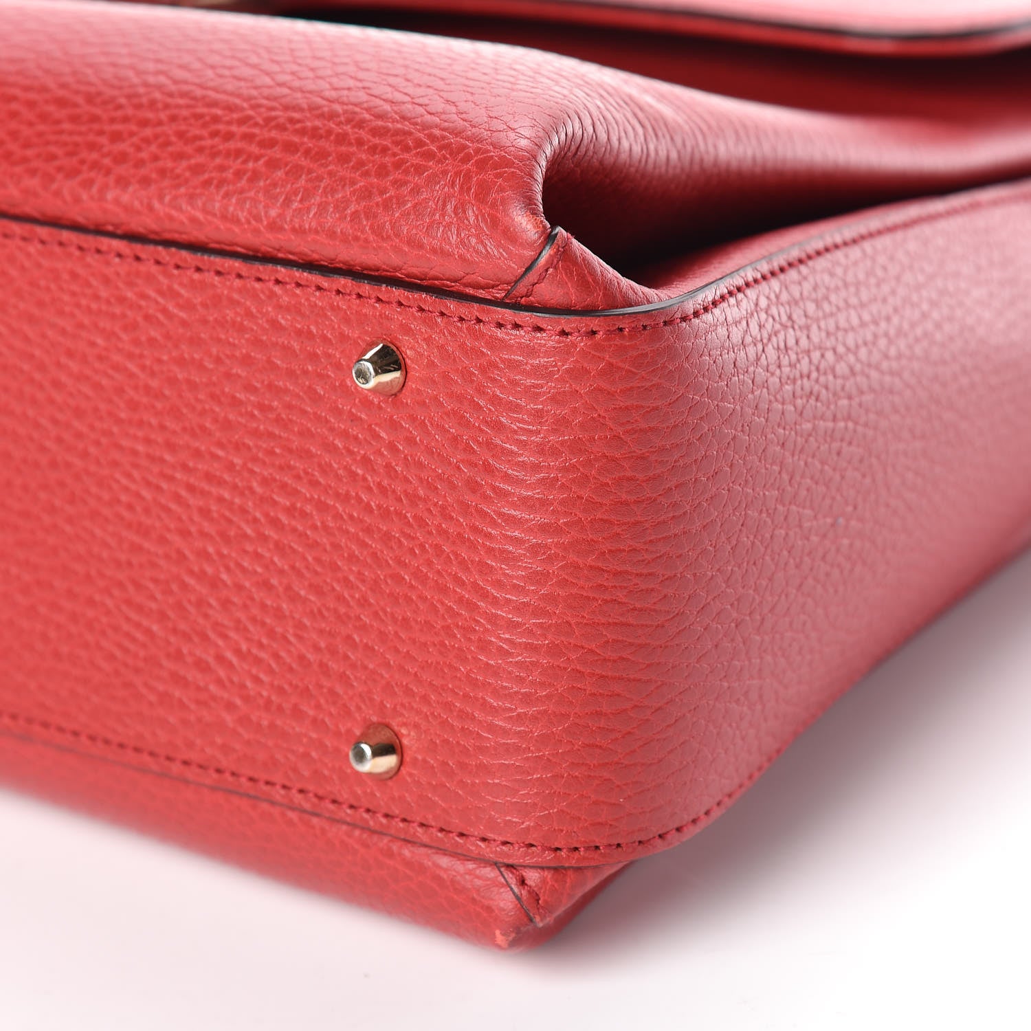 Gucci Dollar Calfskin Medium Interlocking G Top Handle Shoulder Bag Red 9 of 12