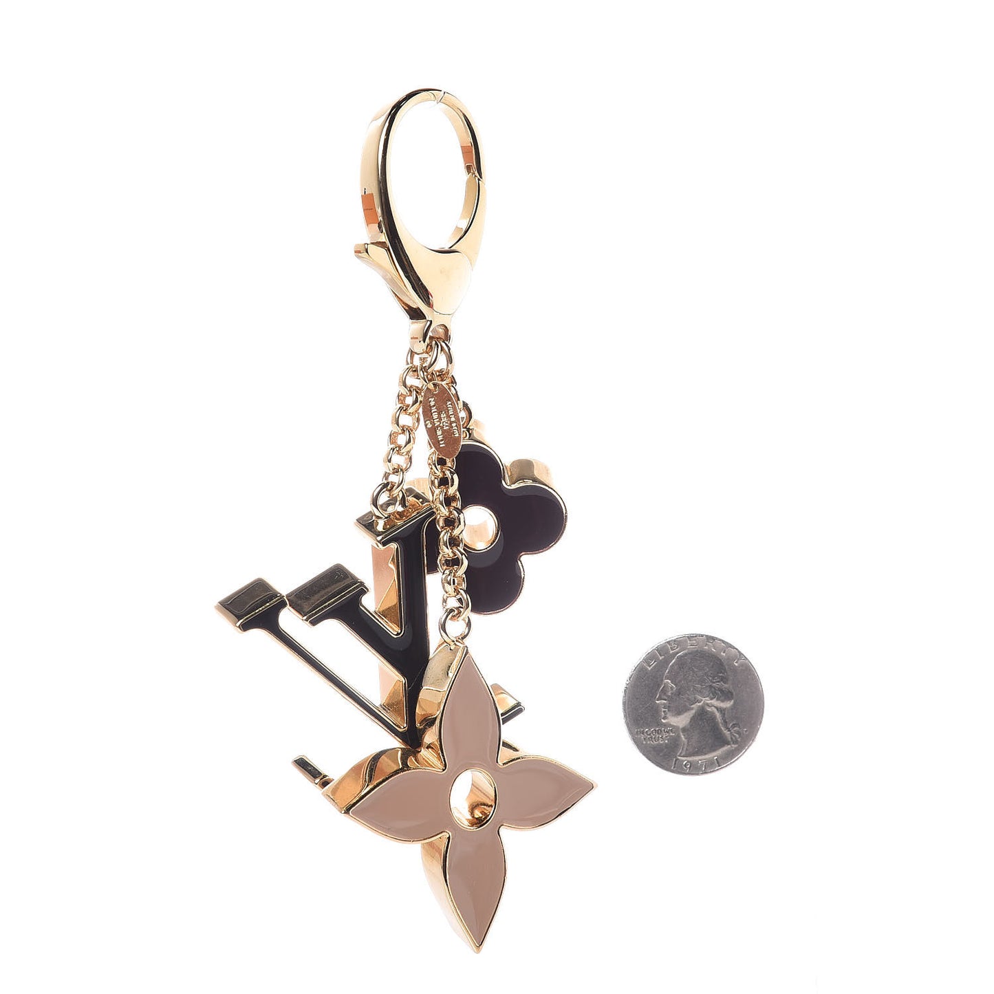 Fleur De Monogram Bag Charm Dore