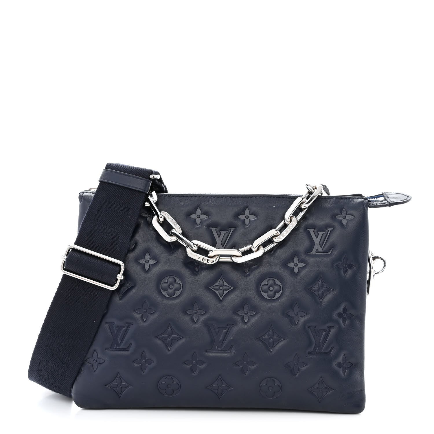 Louis Vuitton Lambskin Embossed Monogram Coussin PM Navy 1 of 10