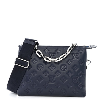 Louis Vuitton Lambskin Embossed Monogram Coussin PM Navy 1 of 10