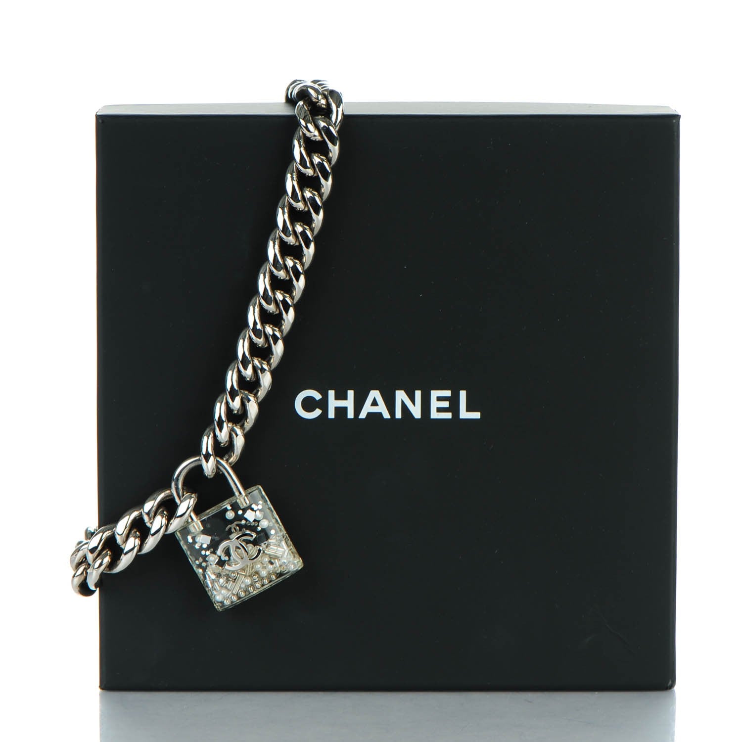Chanel Pearl CC Padlock Necklace Silver 6 of 6