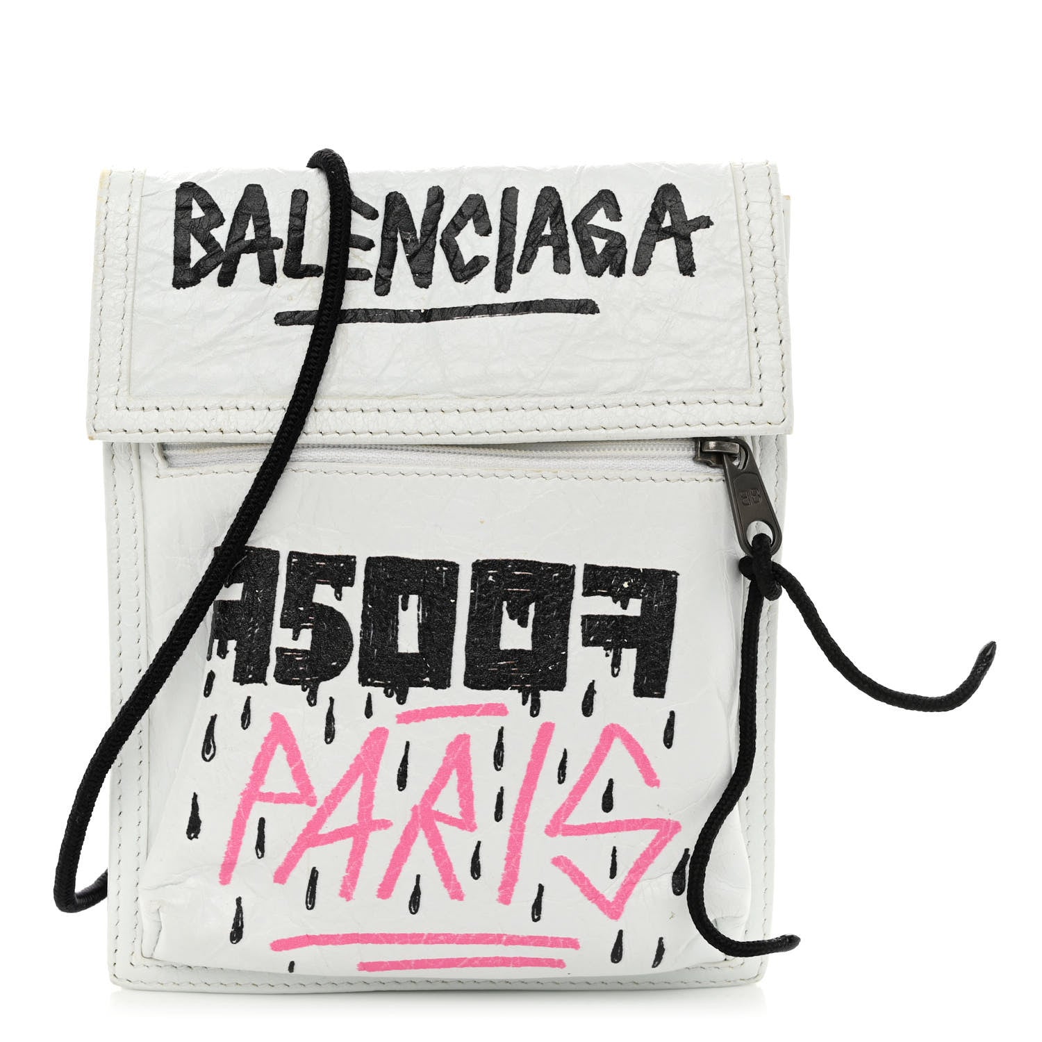Balenciaga Agneau Arena Graffiti All Over Small Explorer Pouch with Strap White Multicolor 1 of 11