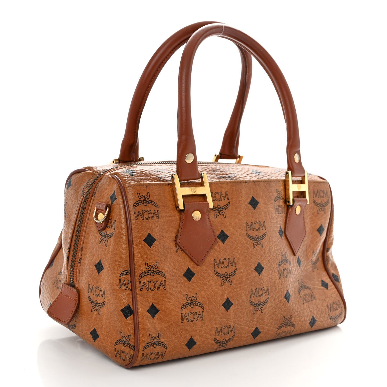 MCM Visetos Essential Boston Bag Cognac 3 of 10
