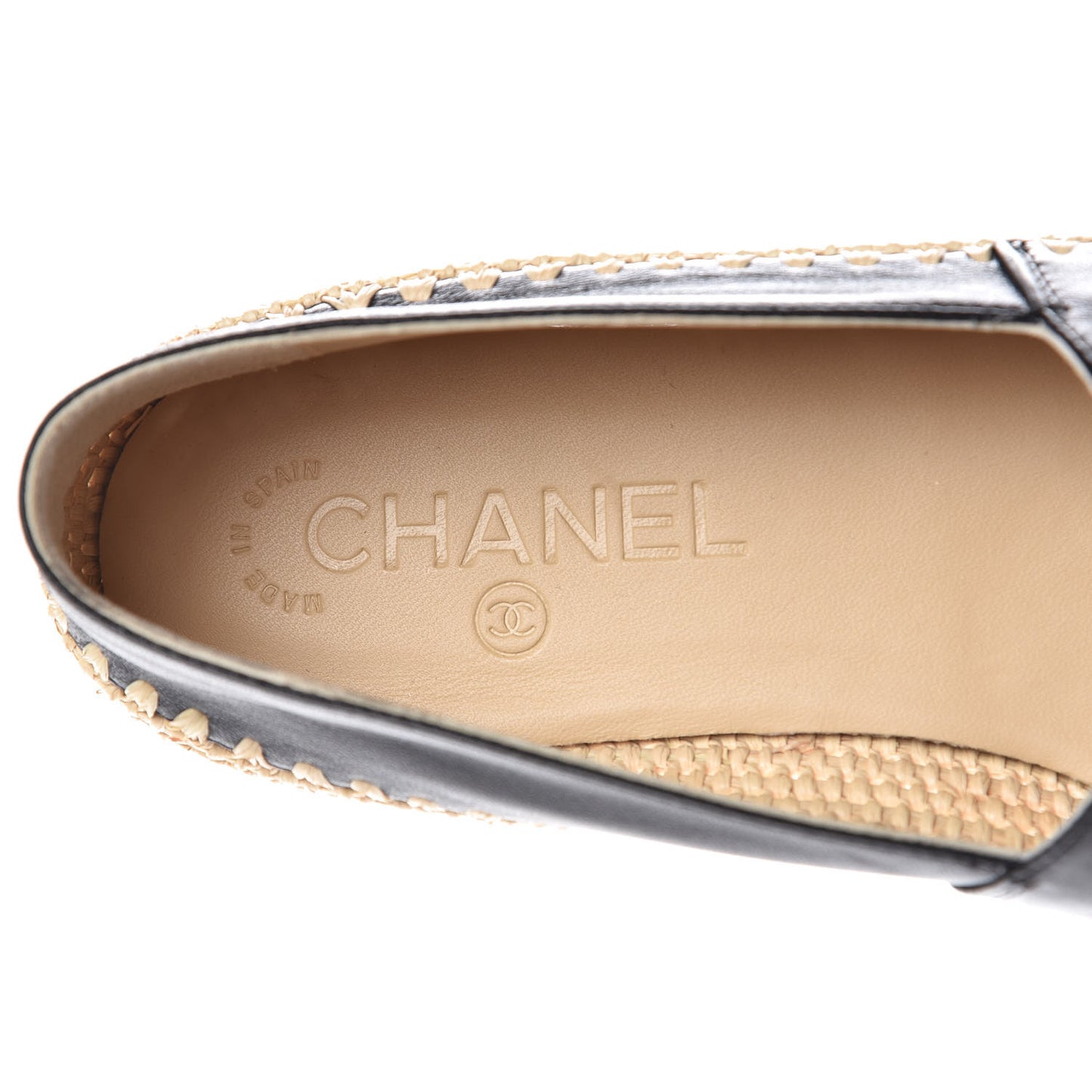 Lambskin Grosgrain CC Espadrilles 37 Black