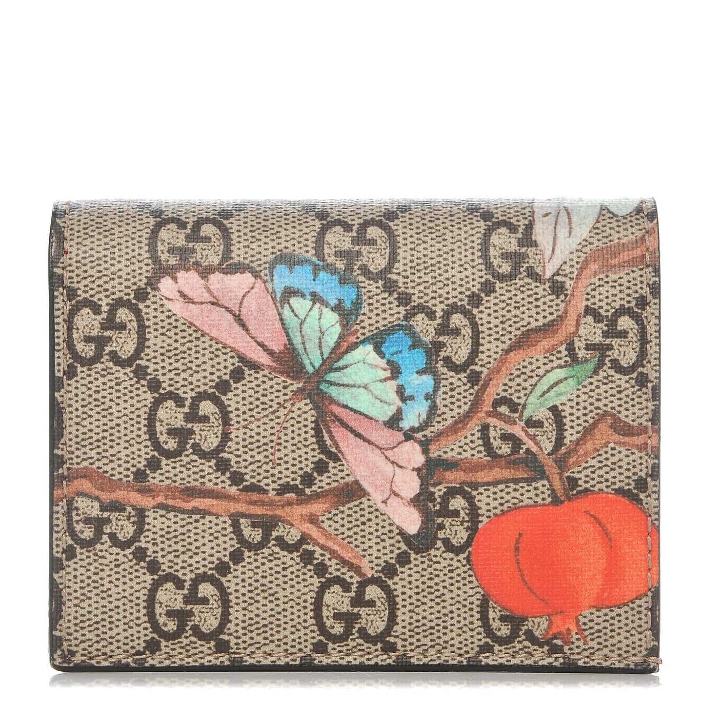 GG Supreme Monogram Tian Card Case Beige Multicolor Red