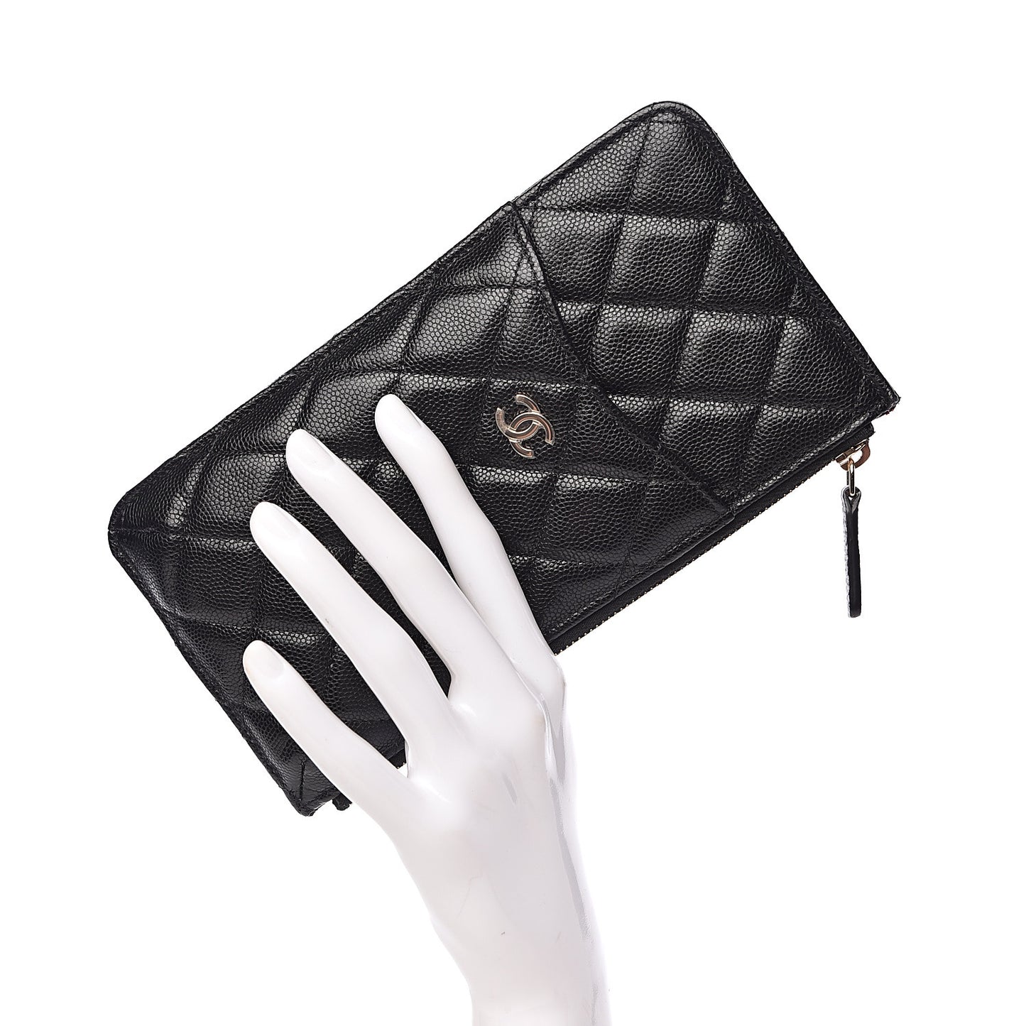 Caviar Quilted Classic Flat Wallet Pouch Black