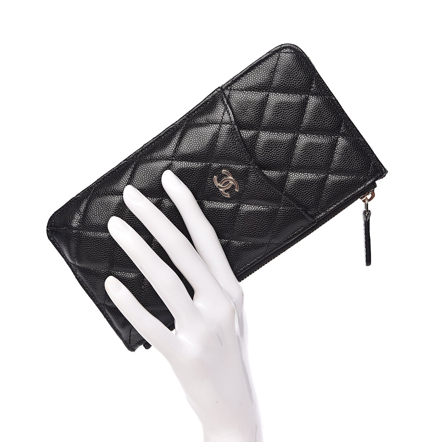 Chanel Caviar Quilted Classic Flat Wallet Pouch Black 2 of 9