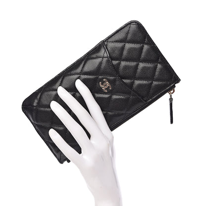 Chanel Caviar Quilted Classic Flat Wallet Pouch Black 2 of 9