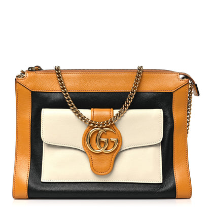 Gucci New Sakai Calfskin Lux Tri-Color Dahlia Chain Shoulder Bag Black Mystic White Sun Oil 1 of 11