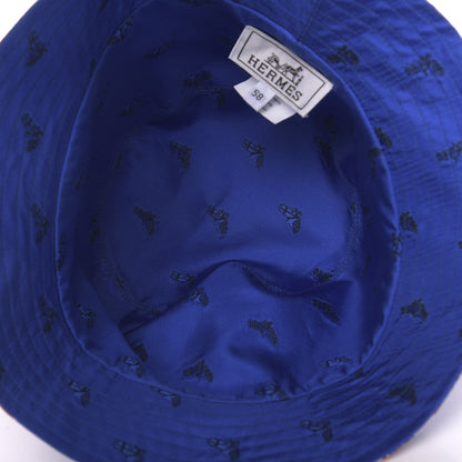 Hermes Silk Brides De Gala en Desordre Reverso Bucket Hat 58 Bleu Dur 4 of 5