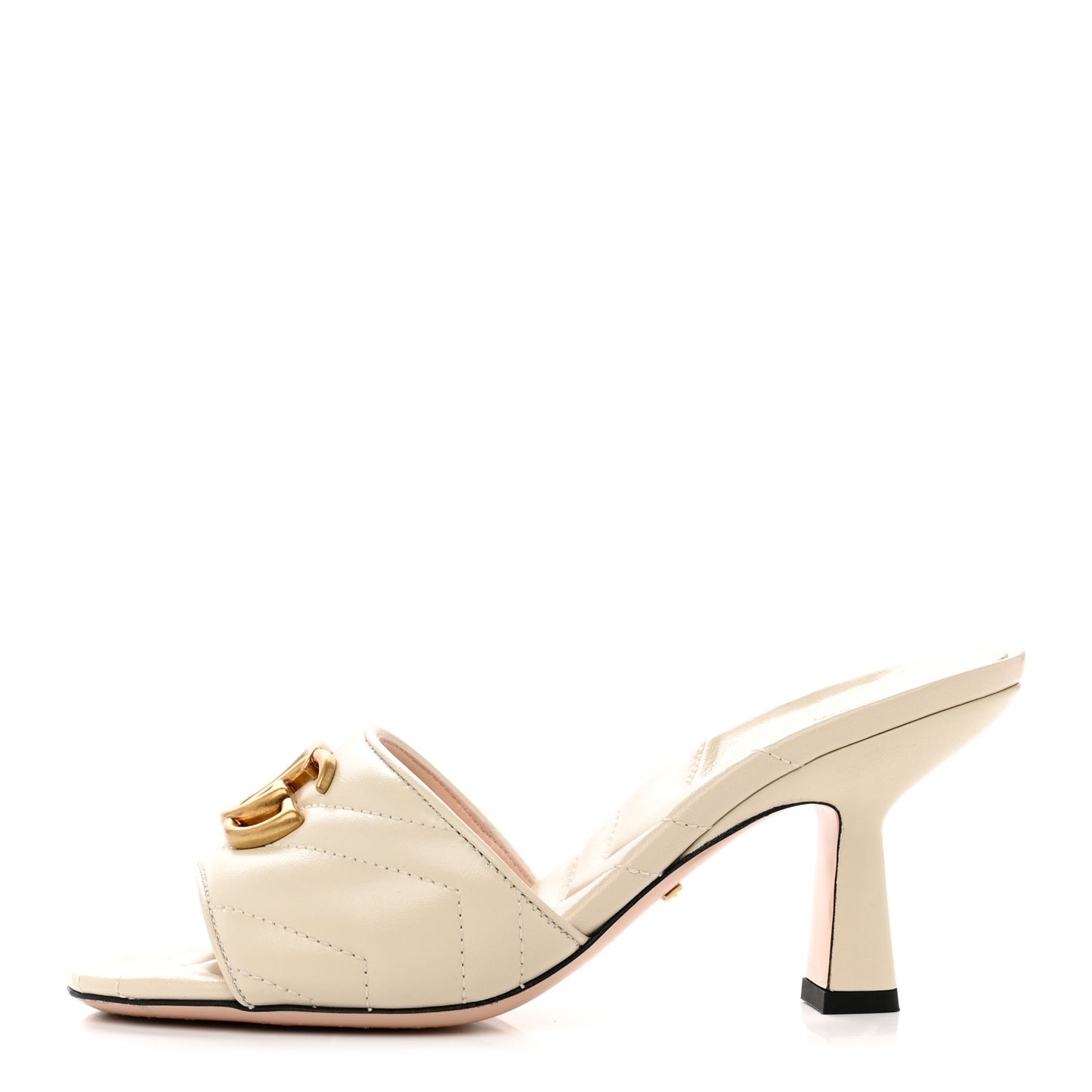 Nappa Matelasse GG Marmont 75mm Slide Sandals 36.5 Mystic White