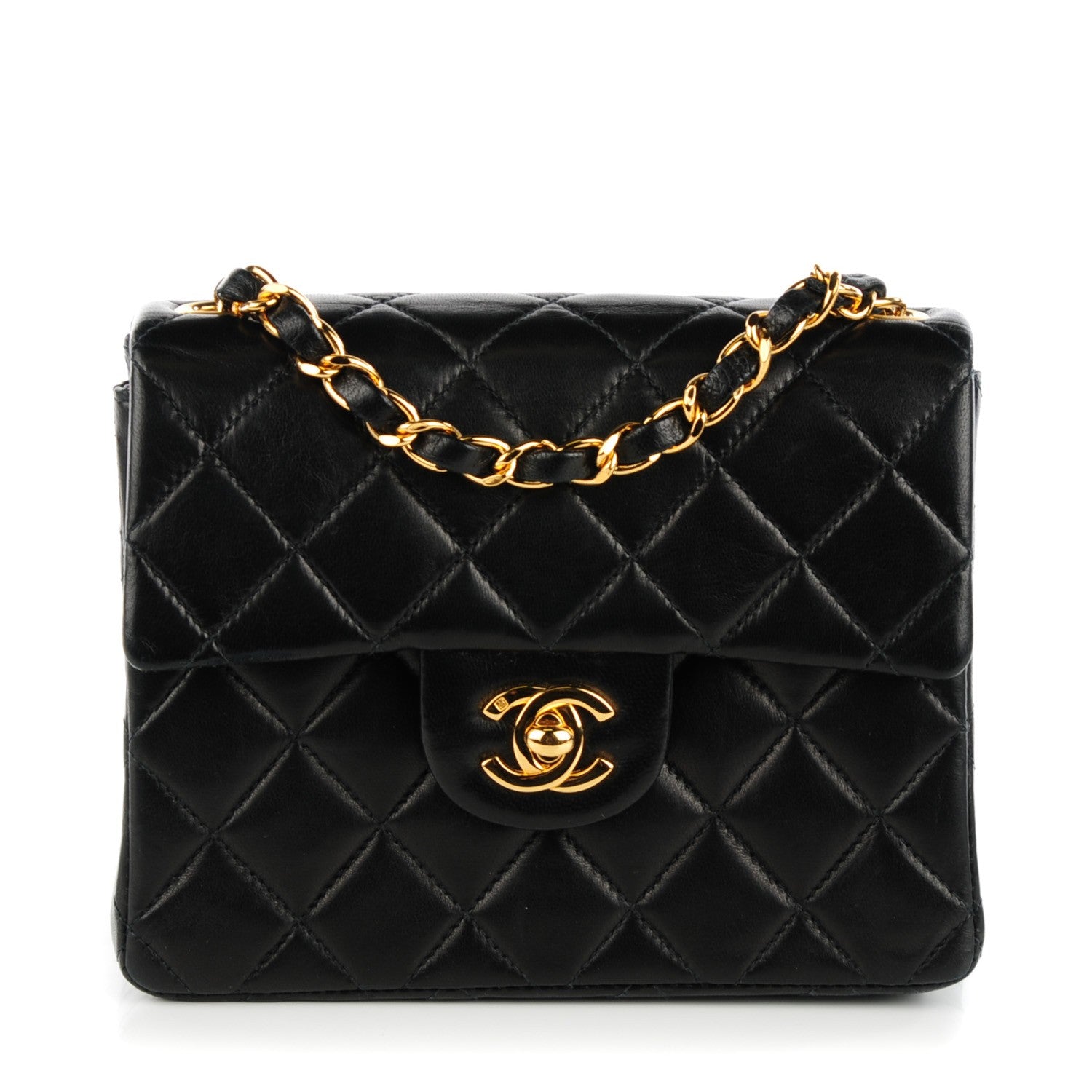 Chanel Lambskin Quilted Mini Square Flap Black 1 of 8