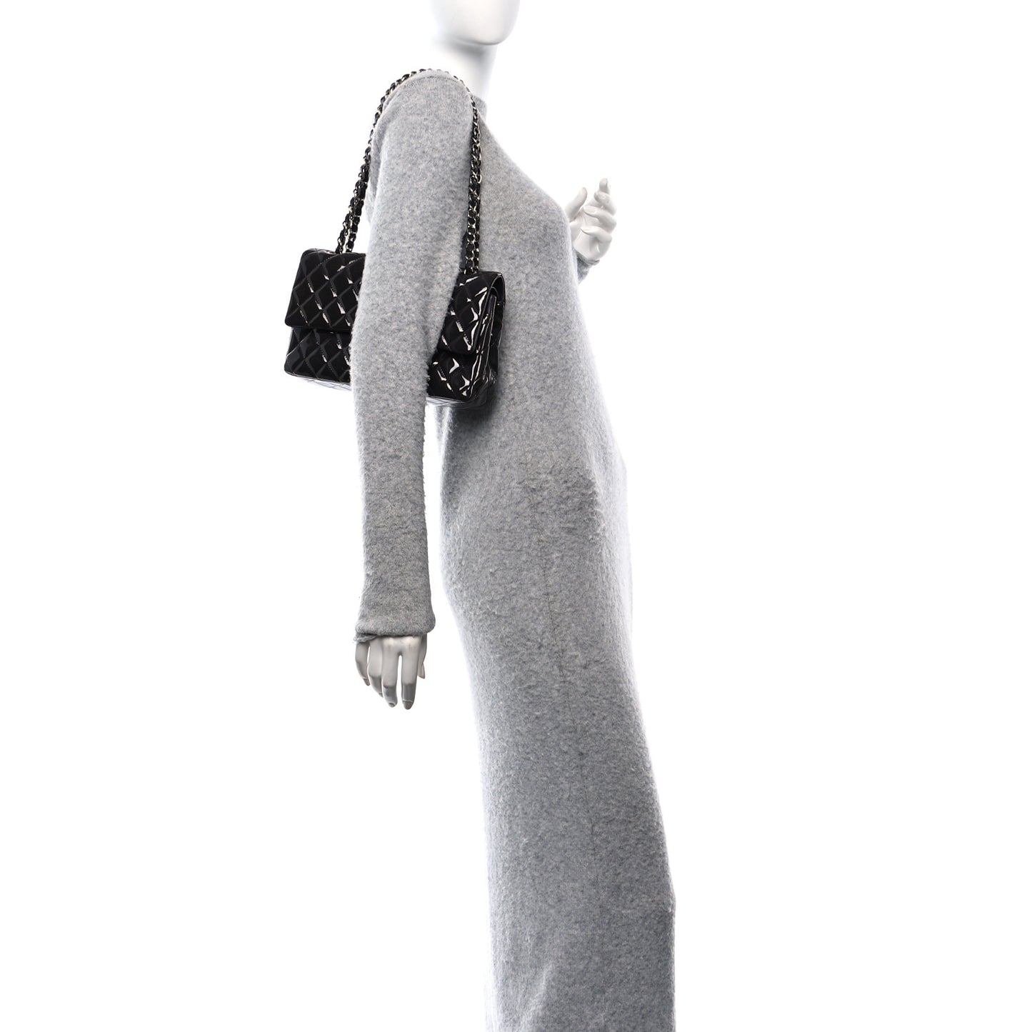 Patent Quilted Medium Double Flap Purple