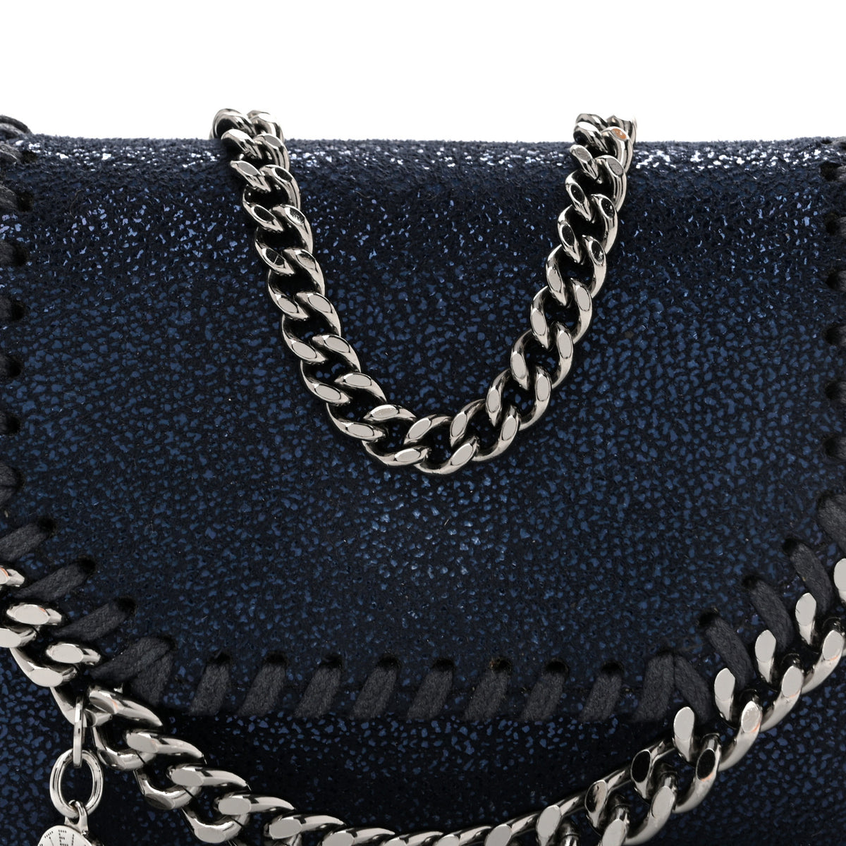 Metallic Shaggy Deer Falabella Small Wallet on Chain Ink