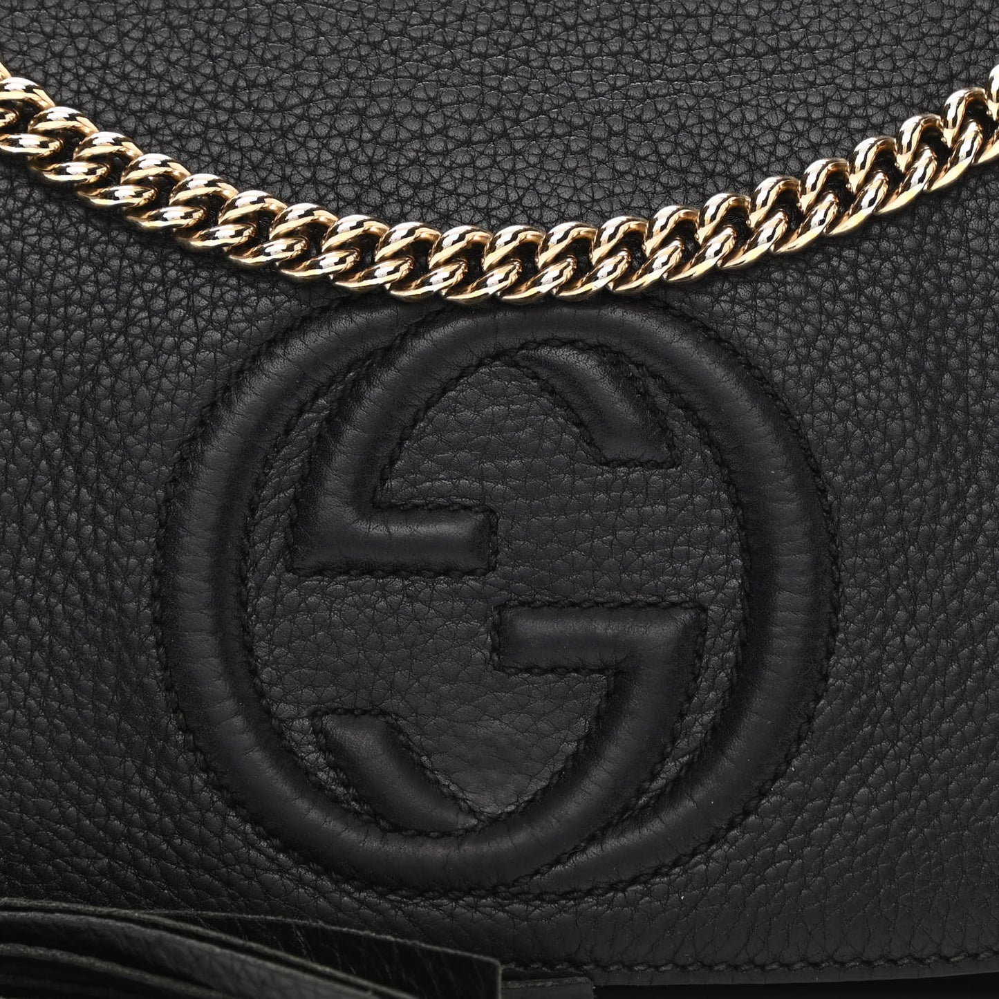 Pebbled Calfskin Medium Soho Flap Crossbody Black