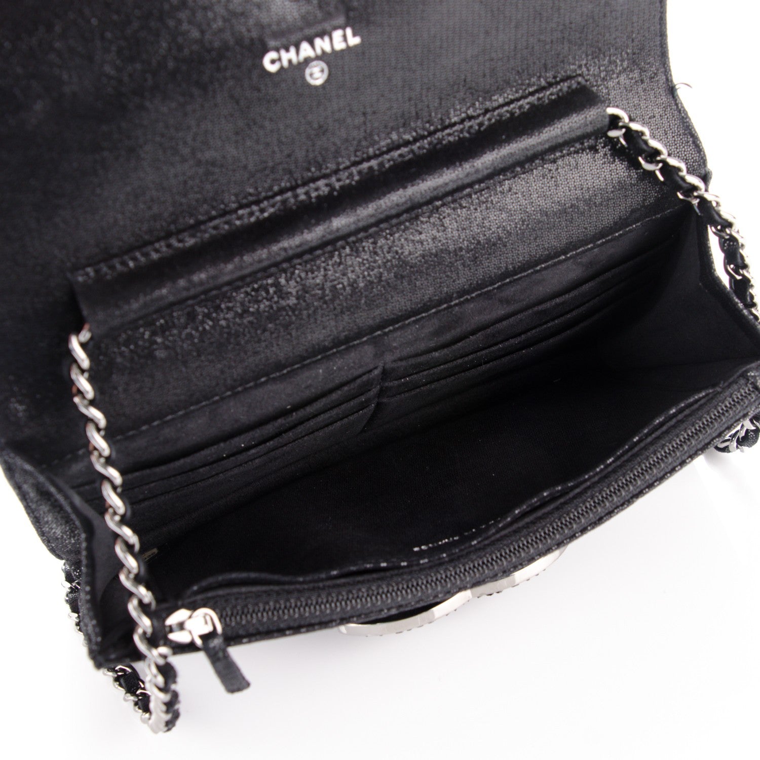 Chanel Iridescent Caviar Crystal Quilted Wallet On Chain WOC Black 5 of 9