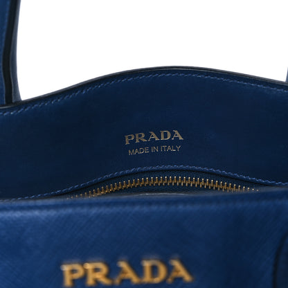 Prada Saffiano Cuir Calfskin Large Double Handle Bag Bluette White 6 of 10