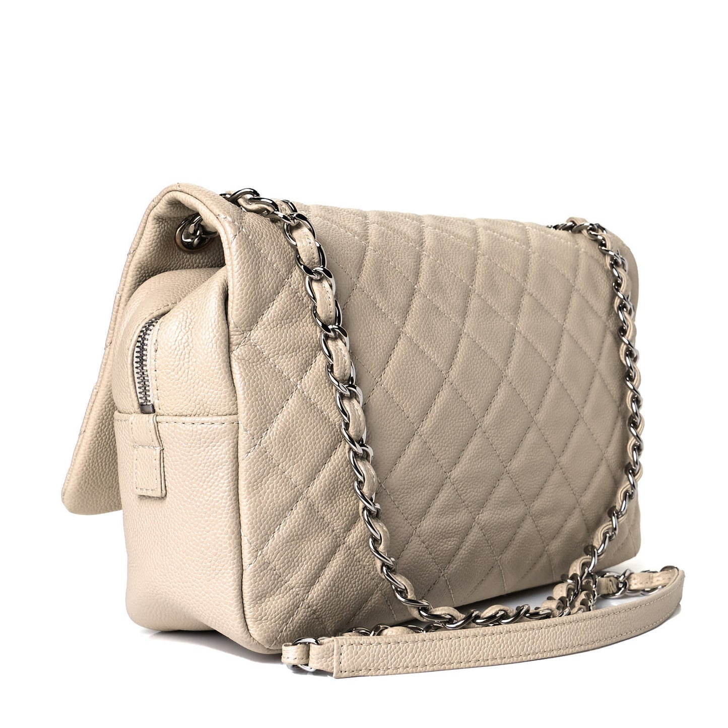 Caviar Quilted Jumbo Easy Flap Beige