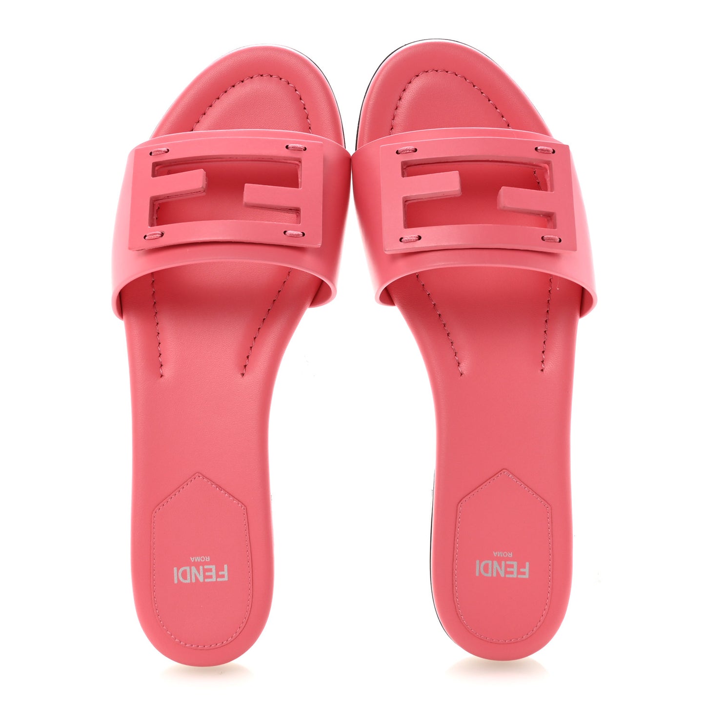 Vitello Cuoio Baguette Flat Slide Sandals 38 Pink Dalia