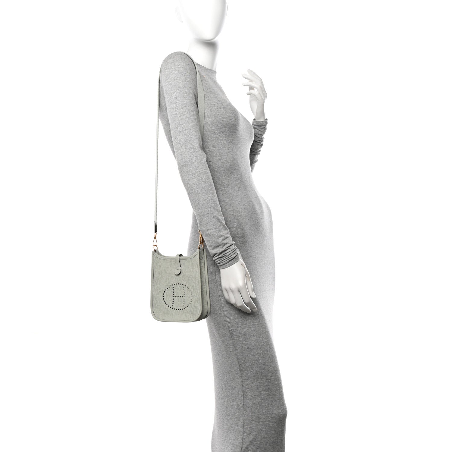 Hermes Taurillon Clemence Amazone Evelyne TPM Gris Neve 2 of 11