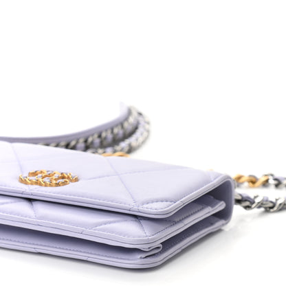 Chanel Lambskin Quilted Chanel 19 Wallet On Chain WOC Light Purple 11 of 11