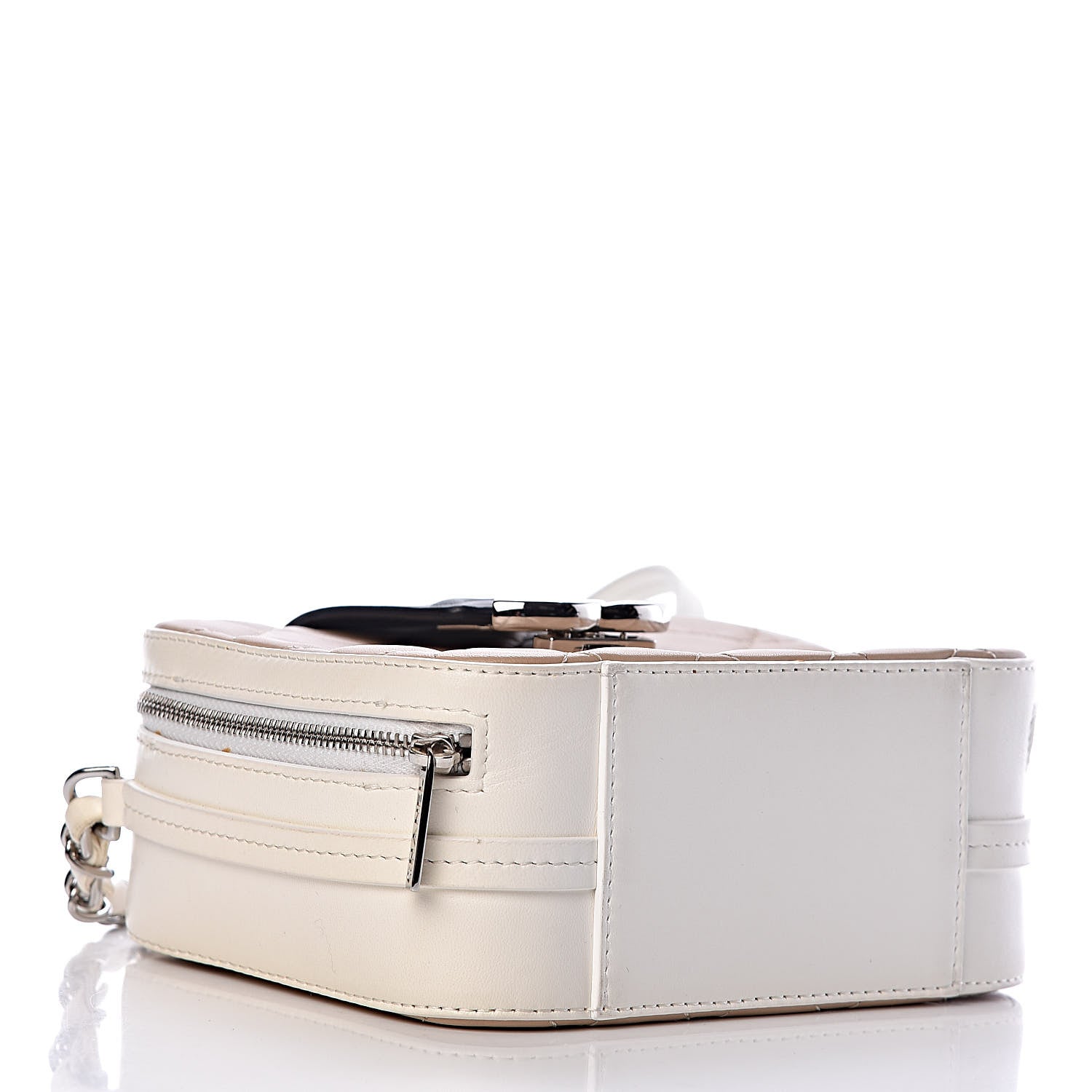 Chanel Lambskin Quilted Mini CC Box Camera Bag Beige White Black 4 of 13