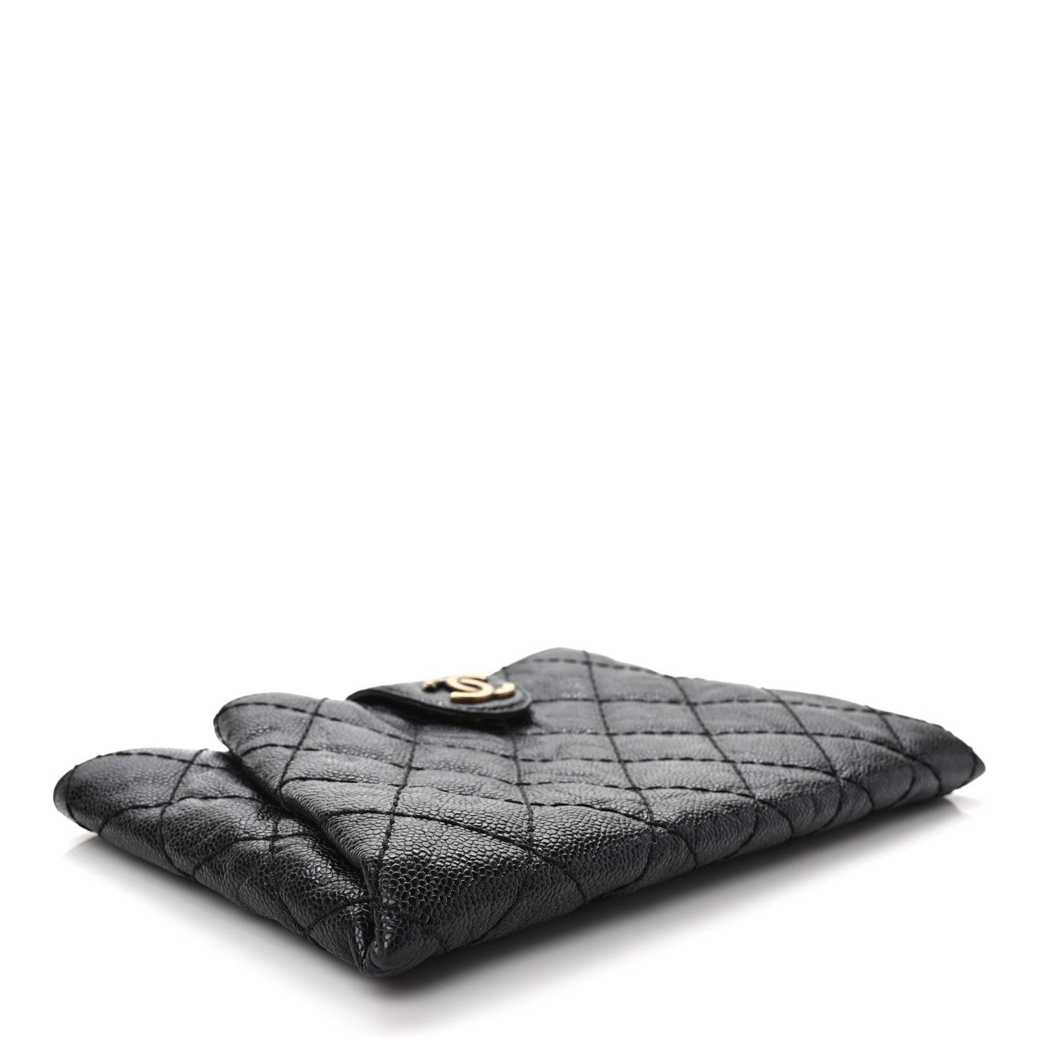 Chanel Caviar Quilted Coco Pleats Clutch Black 4 of 7