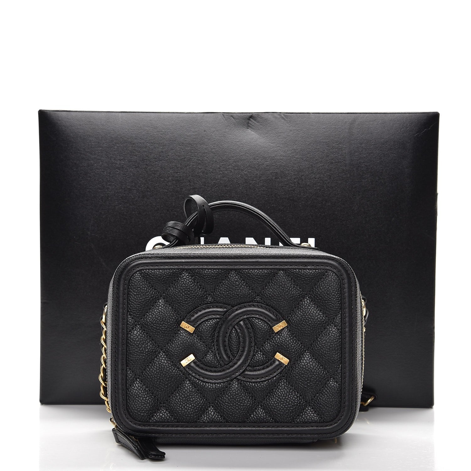 Chanel Caviar Quilted Small CC Filigree Vanity Case Black 10 of 10