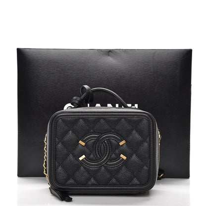 Chanel Caviar Quilted Small CC Filigree Vanity Case Black 10 of 10