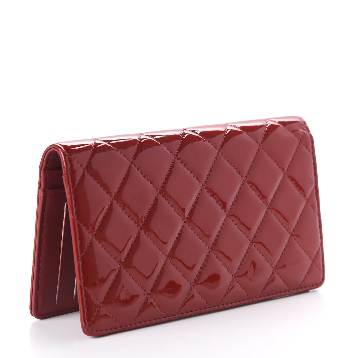Patent Quilted Brilliant Yen Wallet Red