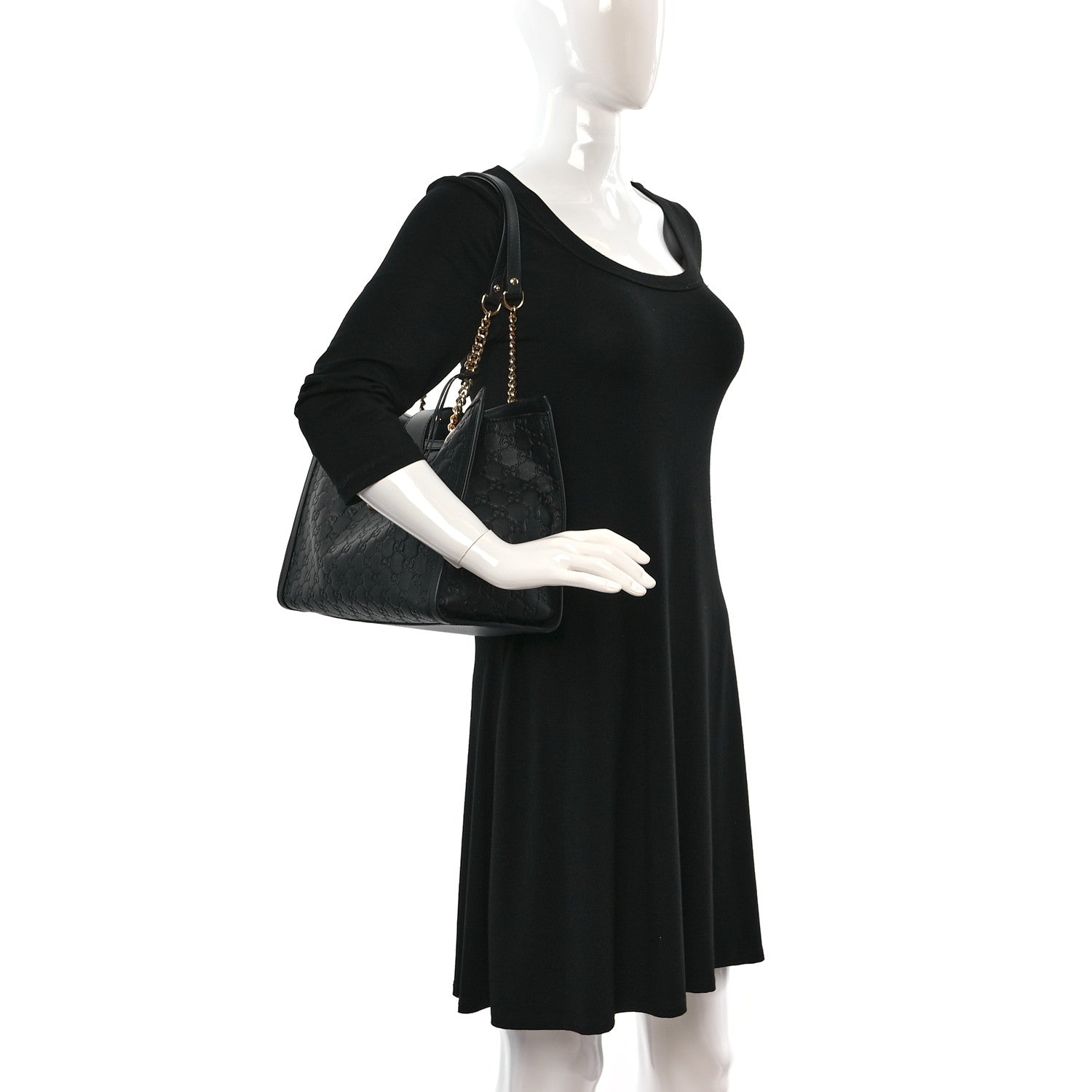 Gucci Guccissima Medium Padlock Tote Black 2 of 8