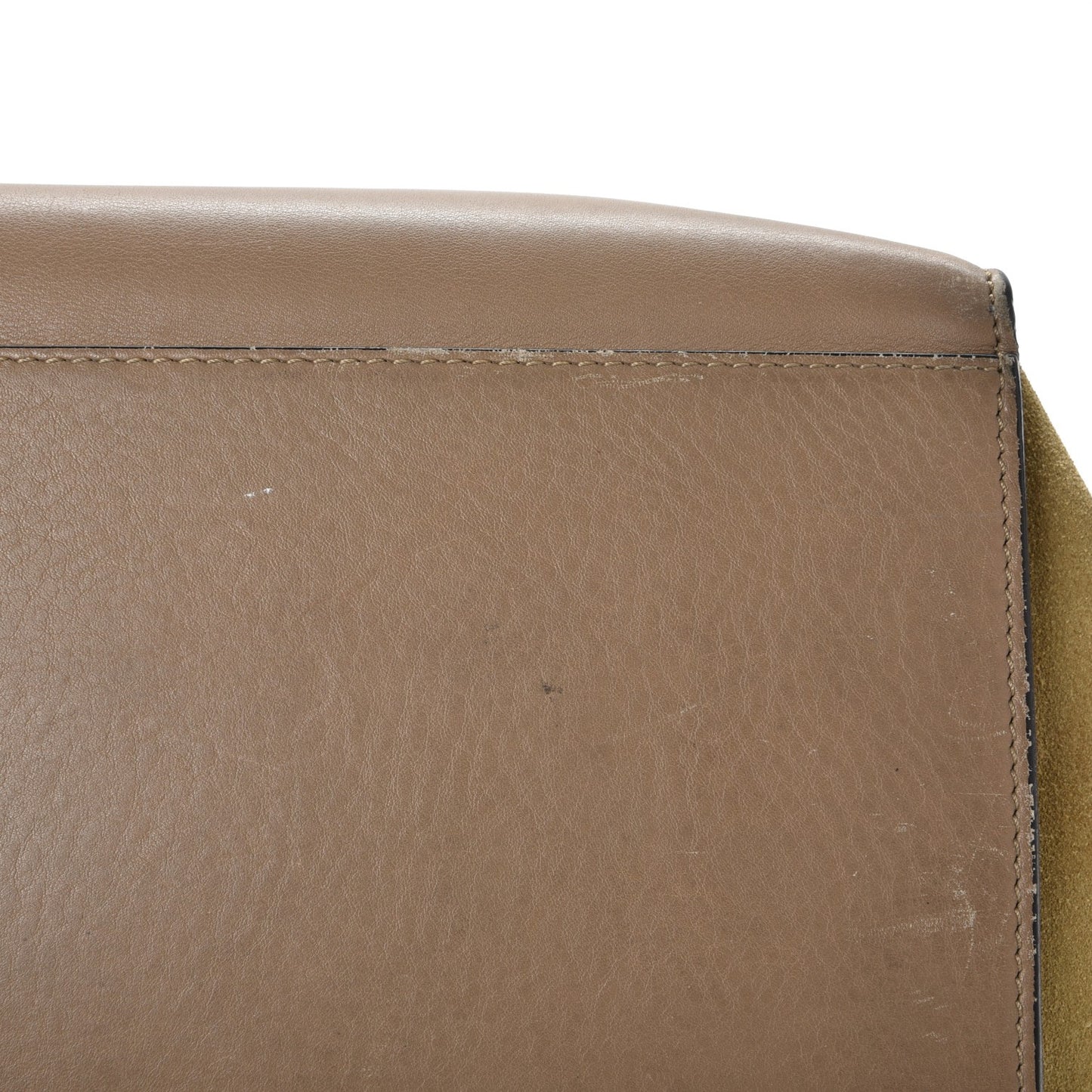 Smooth Calfskin Suede Medium Tri-Color Trapeze Olive