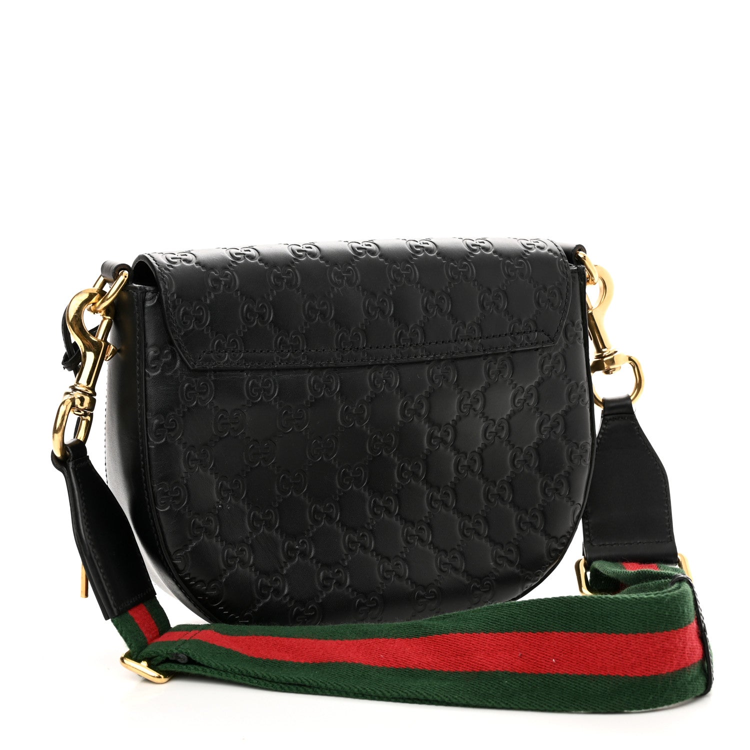 Gucci Guccissima Web Medium Padlock Messenger Shoulder Bag Black 3 of 10