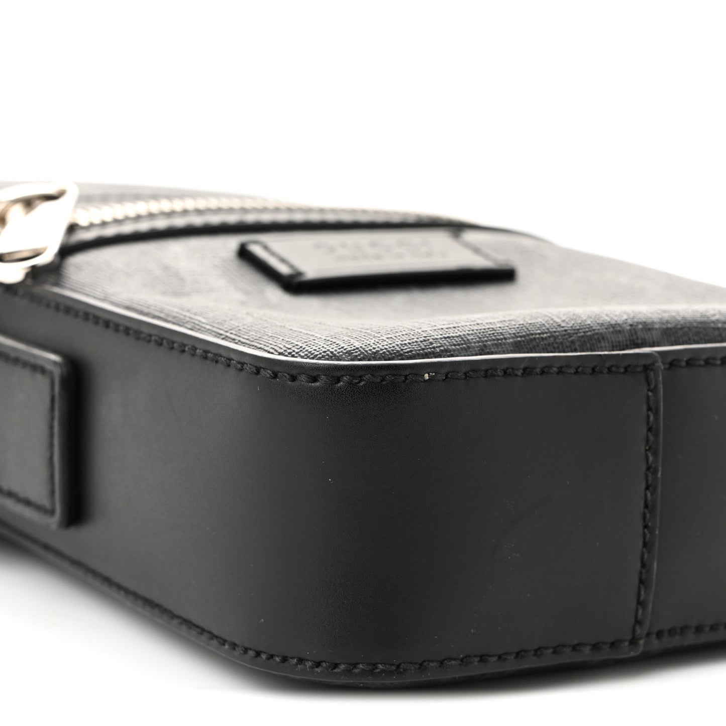 GG Supreme Monogram Appia Calfskin Web Small Camera Messenger Bag Black Grey