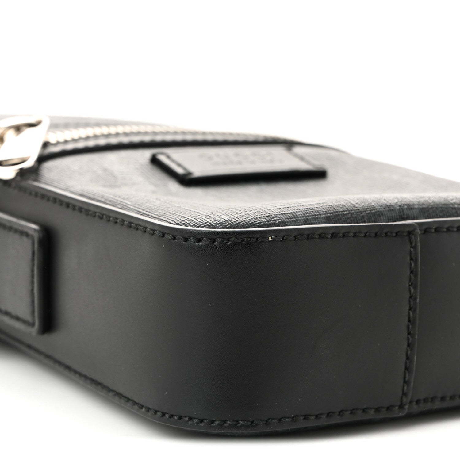 Gucci GG Supreme Monogram Appia Calfskin Web Small Camera Messenger Bag Black Grey 9 of 10