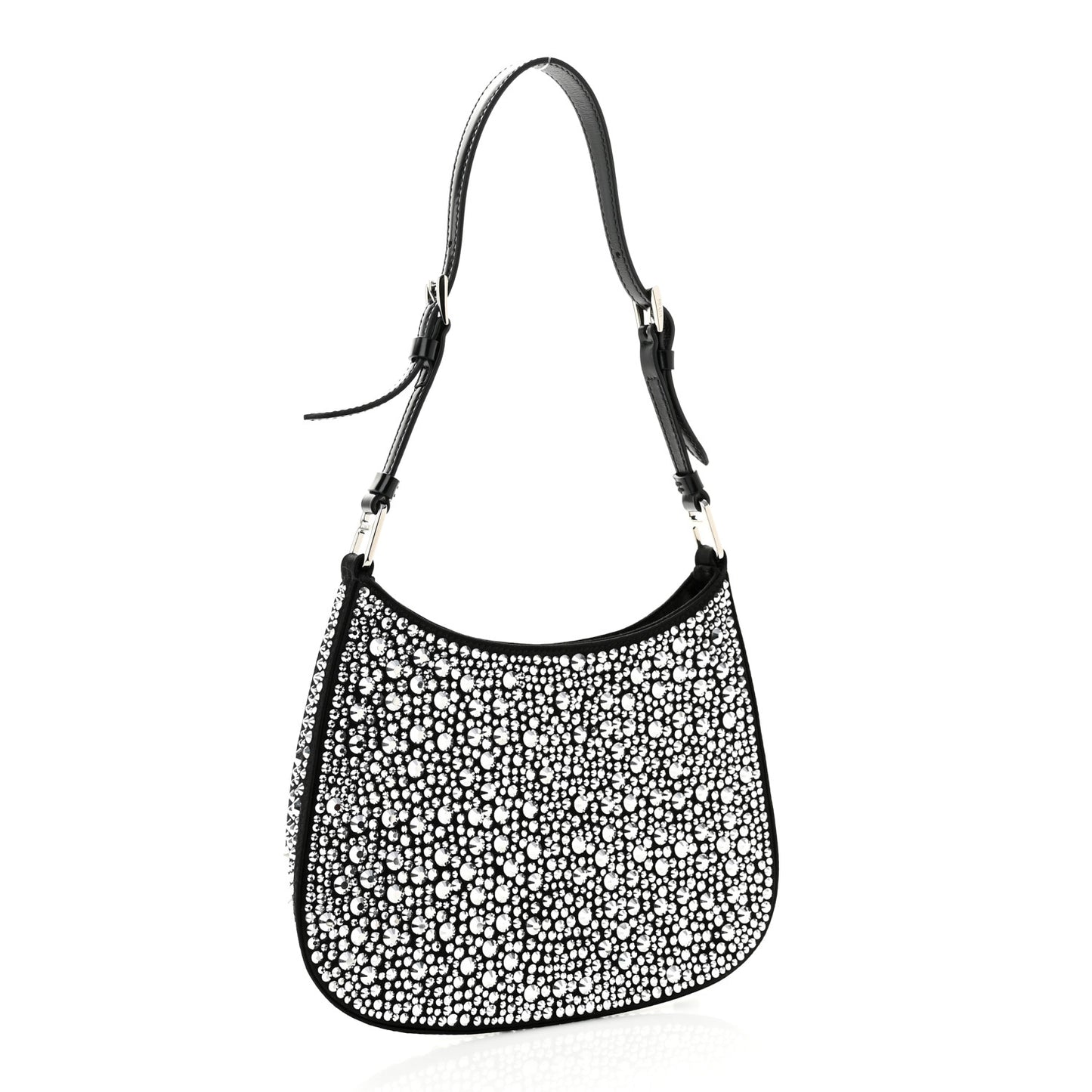 Satin Crystal Cleo Adjustable Strap Shoulder Bag Metal