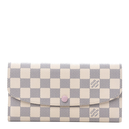 Louis Vuitton Damier Azur Emilie Wallet Rose Ballerine 1 of 9