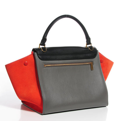 Celine Smooth Calfskin Suede Medium Tri-Color Trapeze Flamingo 3 of 8