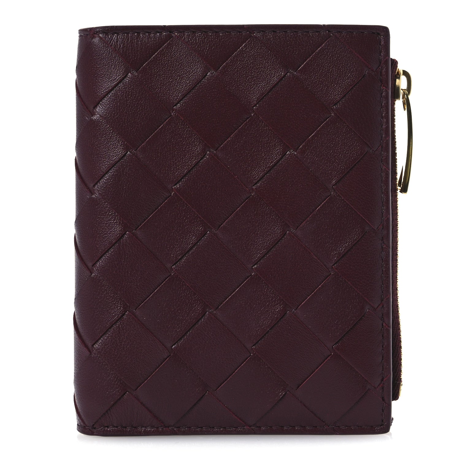 Bottega Veneta Nappa Intrecciato Small Bi-Fold Zip Wallet Barolo 1 of 8
