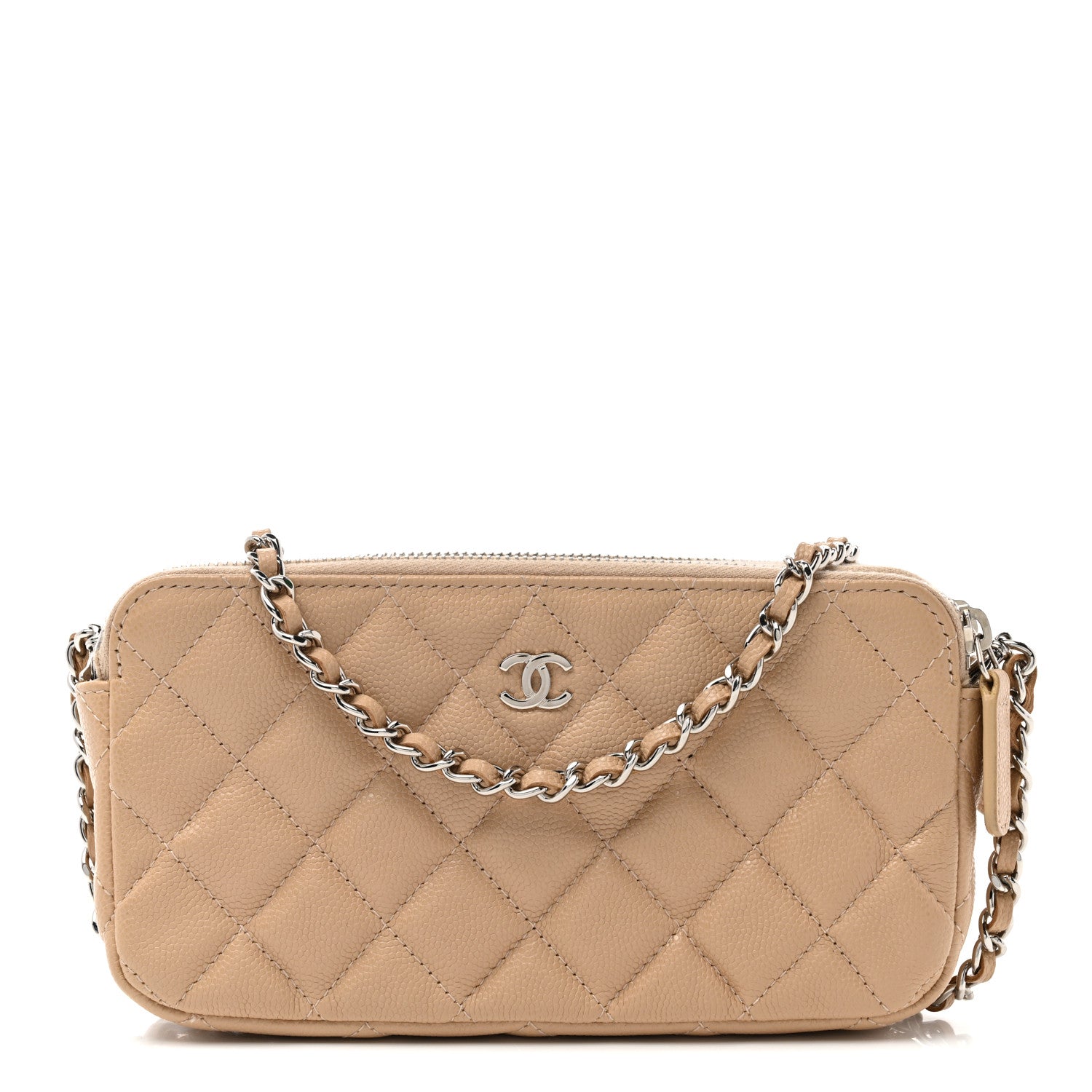 Chanel Iridescent Caviar Quilted Small Clutch With Chain Beige 1 of 15