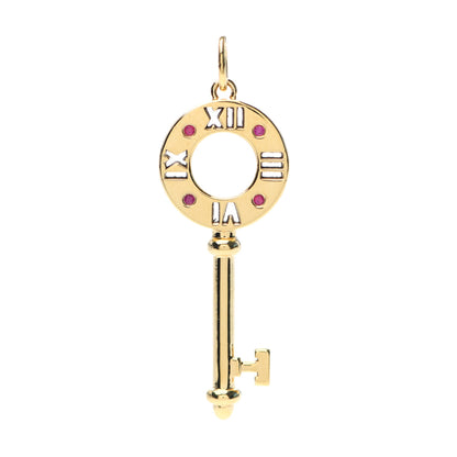 Tiffany 18K Yellow Gold Ruby Atlas Pierced Key Pendant 1 of 3