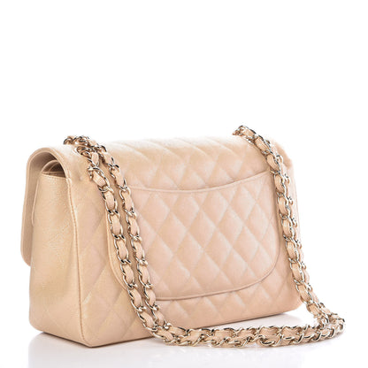 Chanel Iridescent Caviar Quilted Jumbo Double Flap Beige 3 of 10