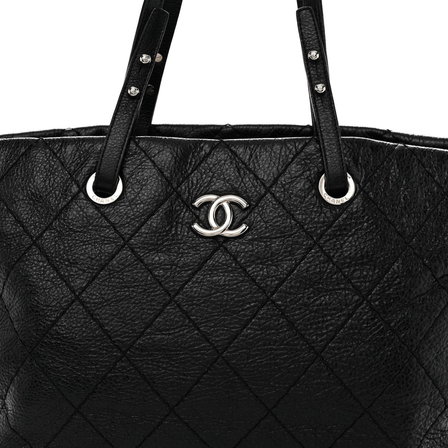 Glazed Calfskin Large On The Road Tote Black