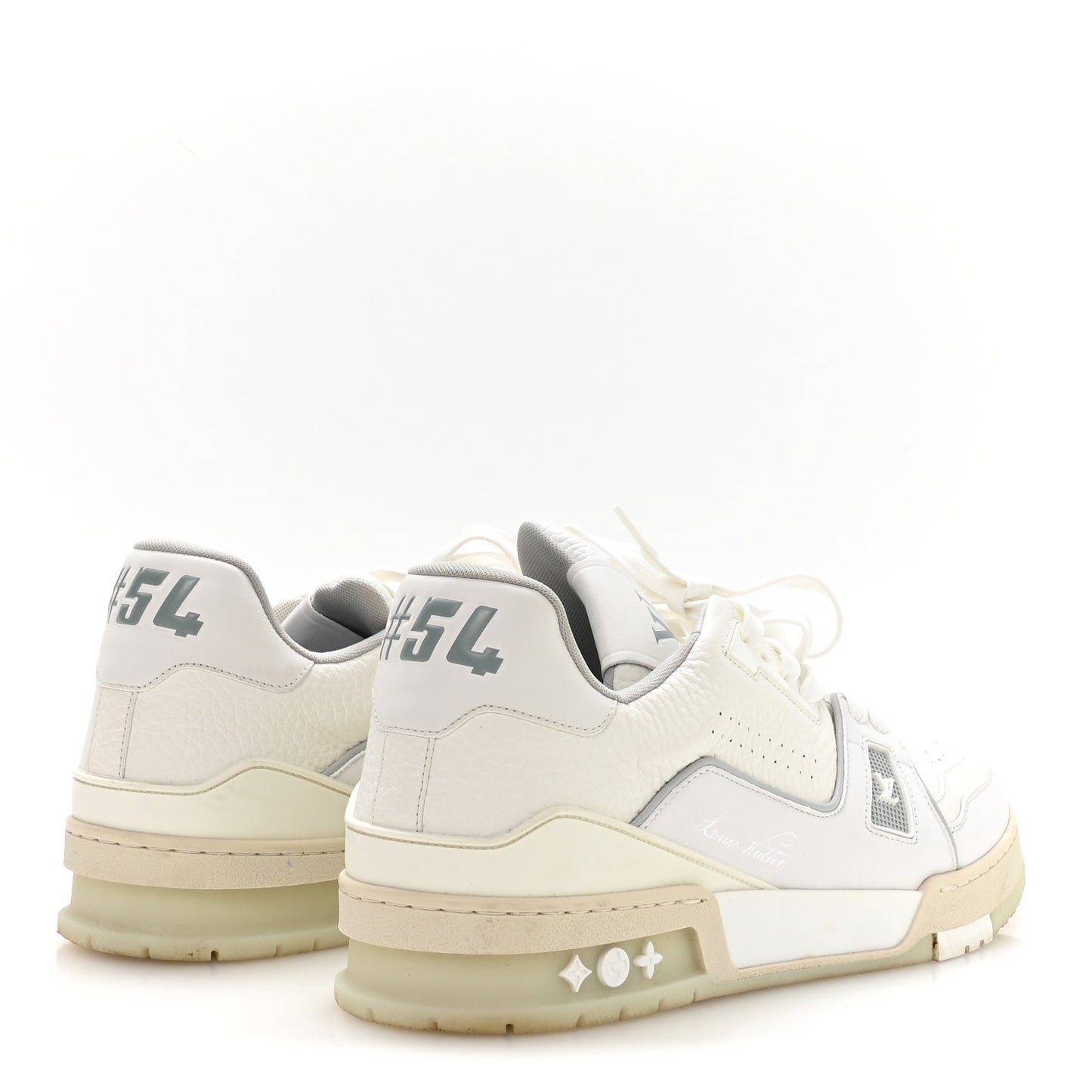 Calfskin Mens LV Trainer Sneakers 9 White