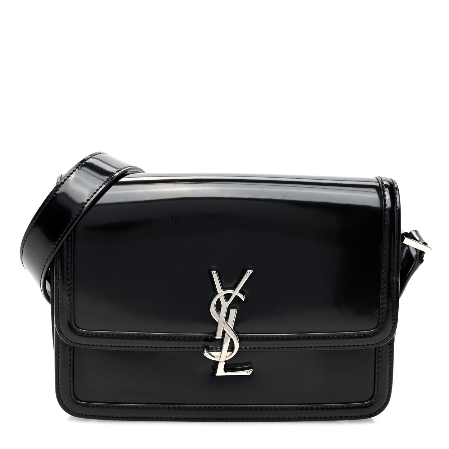 Glazed Calfskin Monogram Medium Solferino Satchel Black