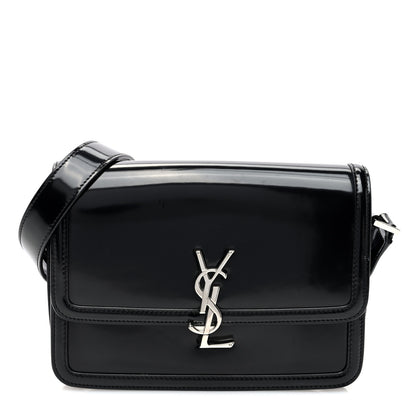 Saint Laurent Glazed Calfskin Monogram Medium Solferino Satchel Black 1 of 9