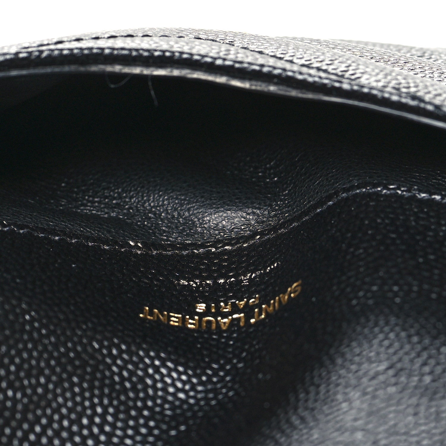 Saint Laurent Grain De Poudre Matelasse Chevron Monogram Compact Wallet Black 5 of 9
